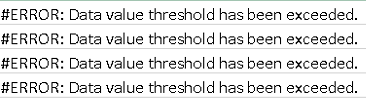 Screen capture showing error messages in formula cells.